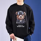 Privathinker Байкерская толстовка с рисунком медведя, Мужская толстовка большого размера, Повседневный пуловер, теплая флисовая мягкая толстовка, Мужская Корейская уличная одежда