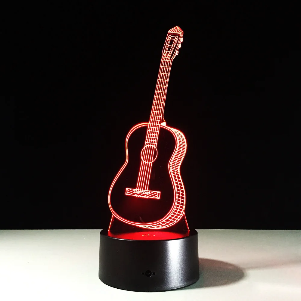 Электрогитары 3D светодиодный светильник 7 Красочные USB LED Настольная лампа