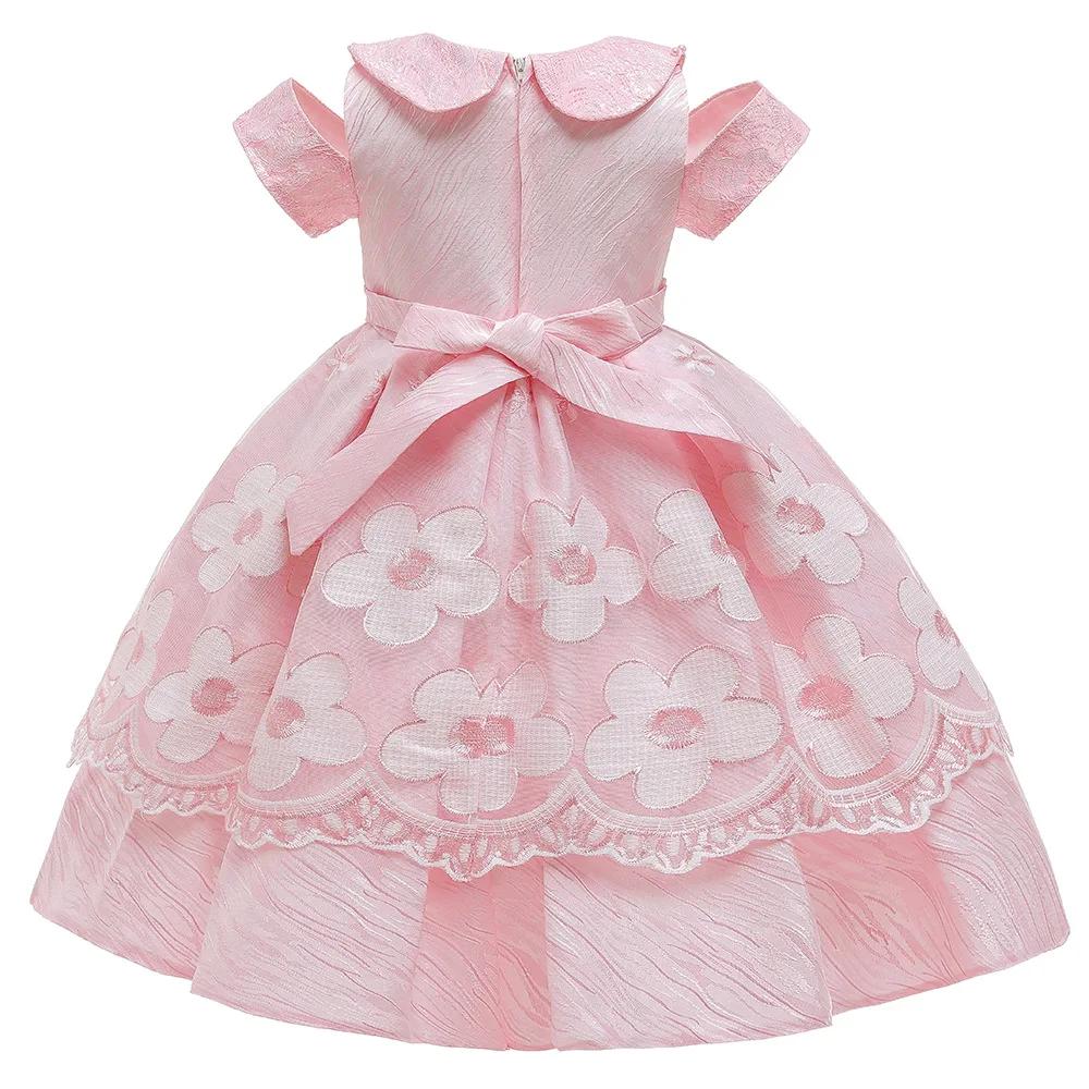 Новинка детская одежда длинное кружевное банкетное платье с цветами для девочек