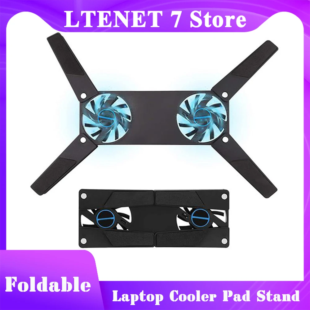 

Foldable Laptop Cooler Pad Stand Base Cooling Dual Fan USB Portable Convenient Notebook Cooler Notebook Computer Accessories