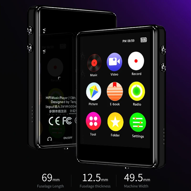 REDANT 2 4 дюймов полный сенсорный экран MP4 плеер Bluetooth со встроенным динамиком FM