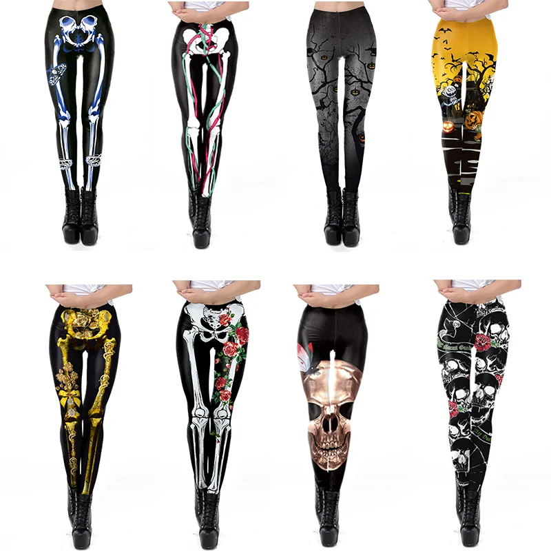 Хэллоуин Череп рамка Скелет кровеносные сосуды печатных Леггинсы для женщин