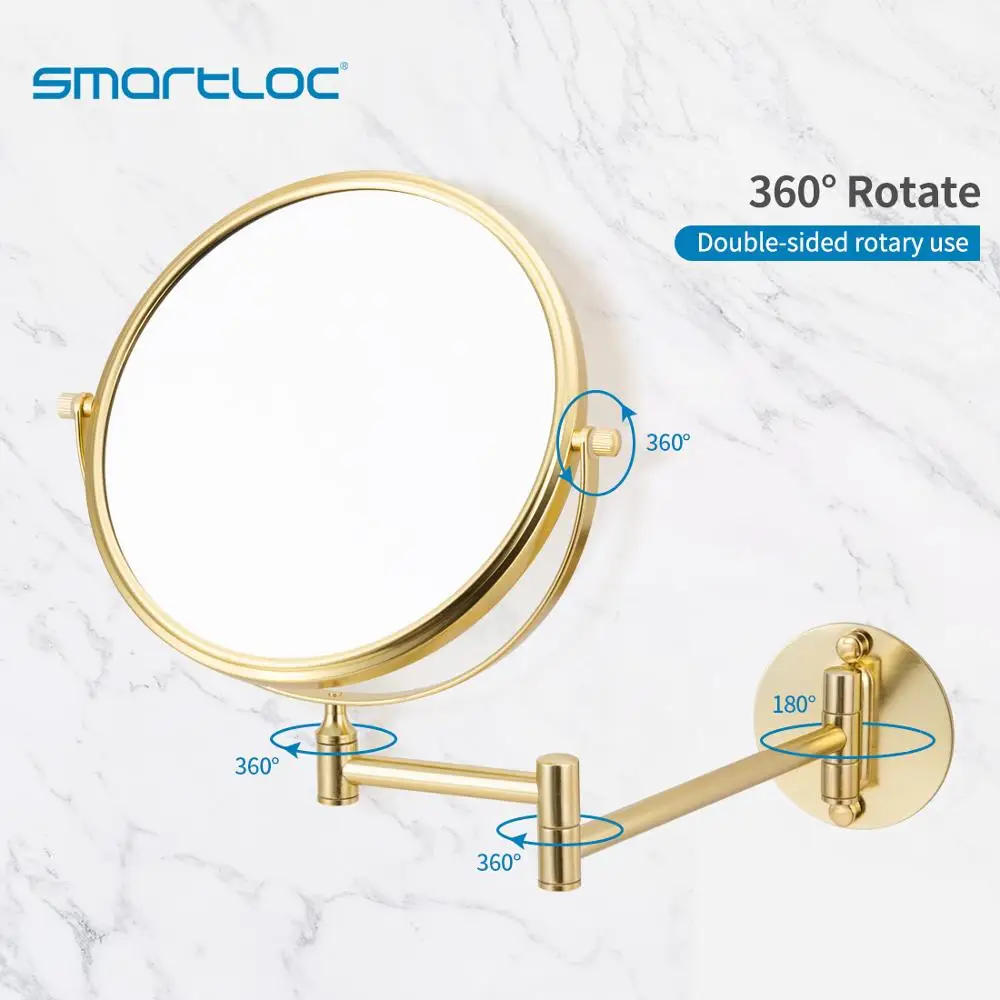 Smartloc расширяемое 8 дюймов 1X3X увеличительное зеркало для ванной умное зеркало для макияжа настенное зеркало для ванной зеркало Золотое зеркало