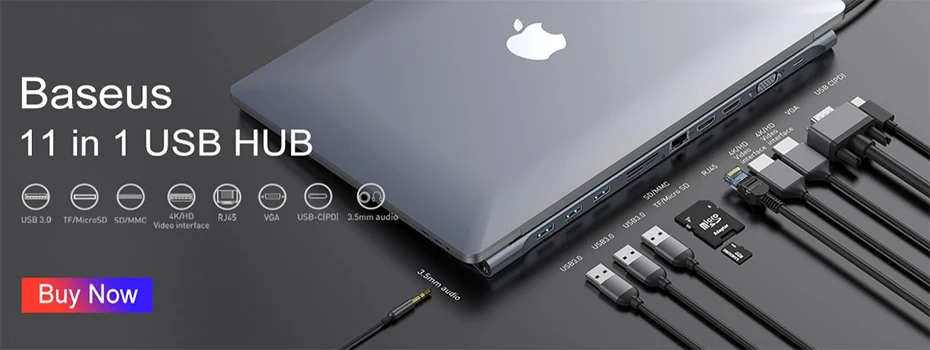 Baseus usb-хаб 3,0 USB C концентратор для MacBook Pro концентратор USB Type C RJ45 HDMI кардридер адаптер концентратор USB разветвитель компьютерные аксессуары for Mackbook Pro Air переходник USB HUB usb разветвитель