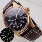 Мужские наручные часы для дайвинга с сапфировым стеклом, 39 мм, из твердой бронзы, NH35, с черным циферблатом и датой 200 м, водонепроницаемые, с кожаным ремешком, тандорио