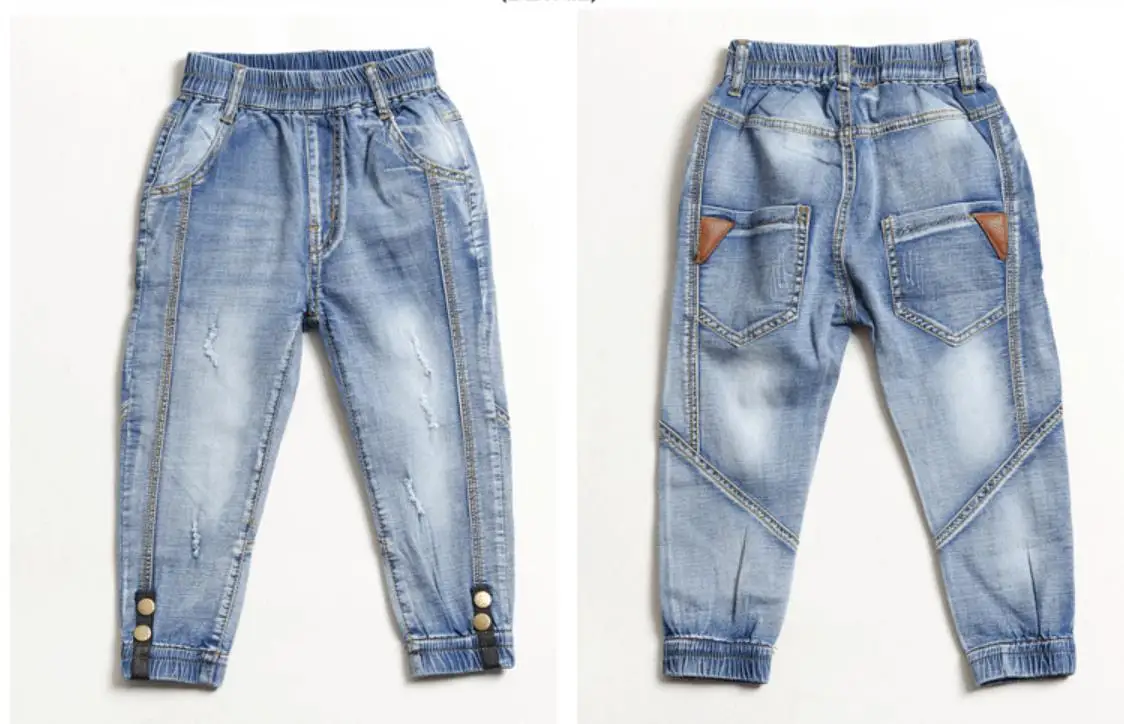 Kids Jeans for Boys Fashion Splice Denim Trousers Children Broken Hole Jeans Autumn Winter Casual Costume Wear Long Pants
