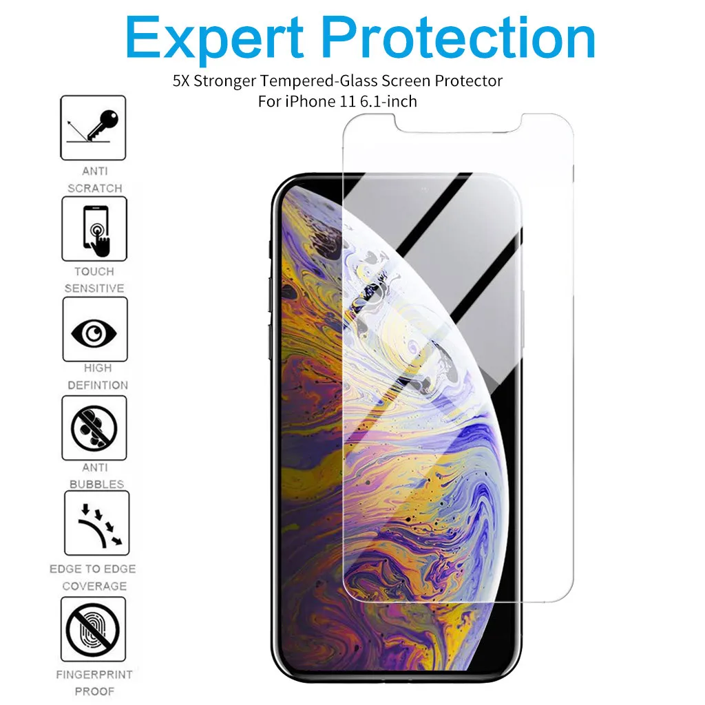 Защитное закаленное стекло для экрана IPhone 11 Pro Max HD прозрачная защитная пленка с