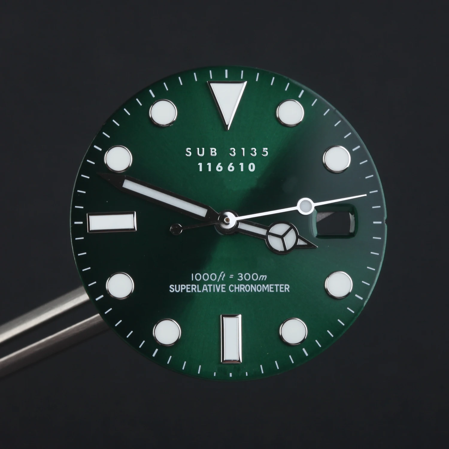 DIY laser 3135 dial hands for 116610 SUB super luminous  FIT 3135 movement 27.8mm
