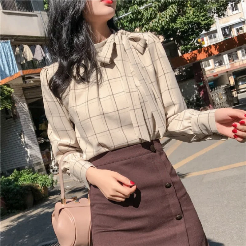 Осень 2020 новый стиль клетчатая рубашка для женщин с длинным рукавом Корейская