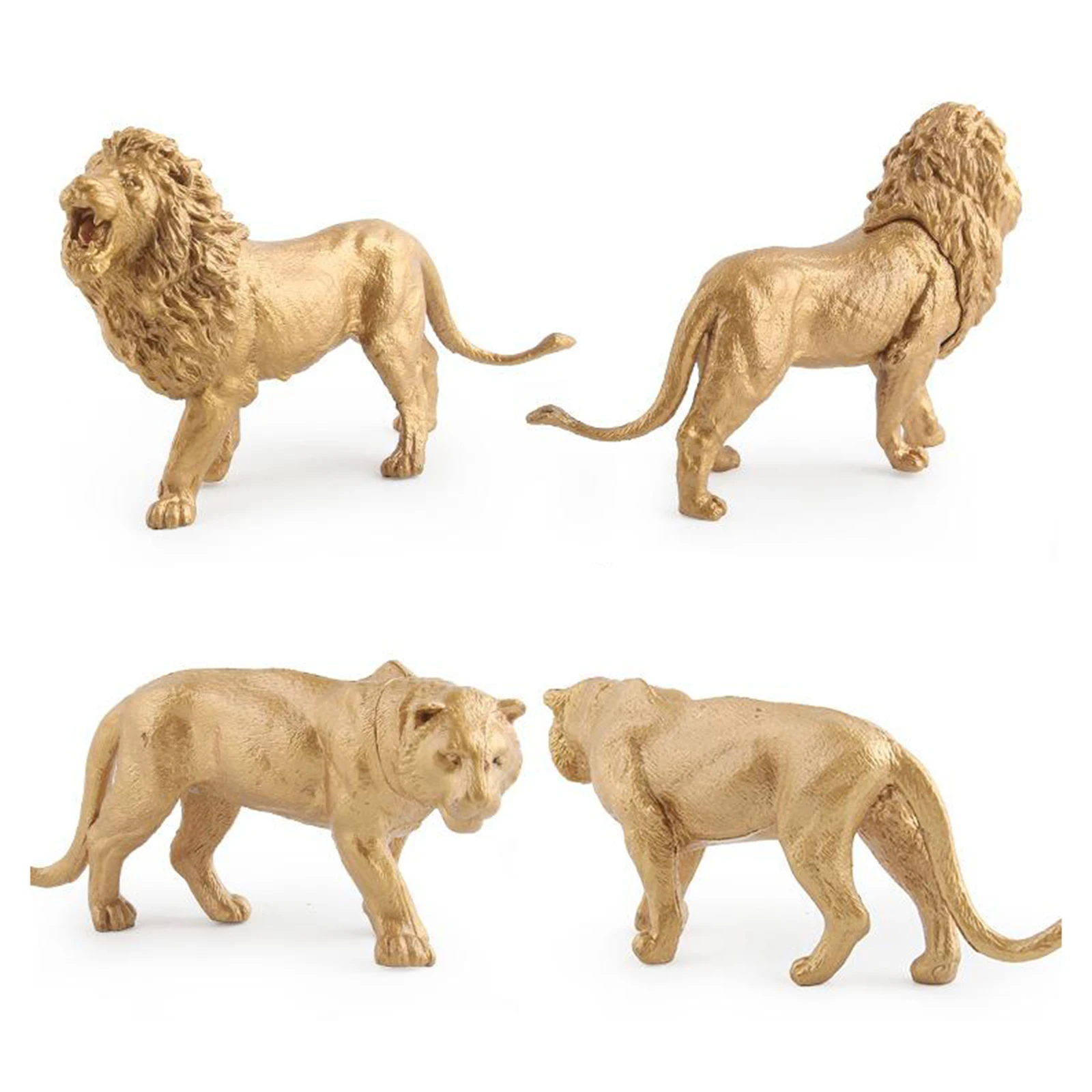 Juguetes de modelo de parque de vida salvaje, versi&oacute;n dorada, 7 piezas, animales de pl&aacute;stico, jungla forestal-2