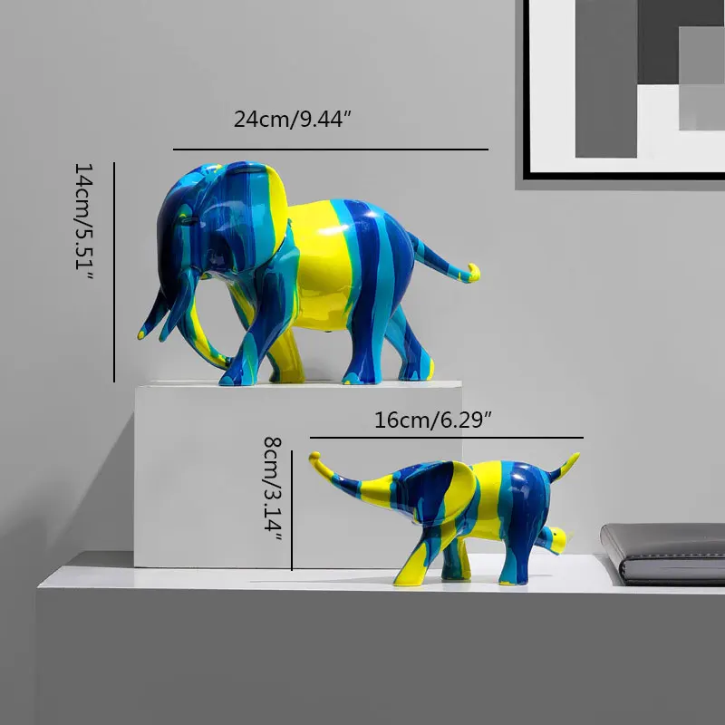 

Strongwell Lucky Elephants Sculpture & Statue Home Decoration Ornaments Desktop Display Furnishings Graffiti Animal Model