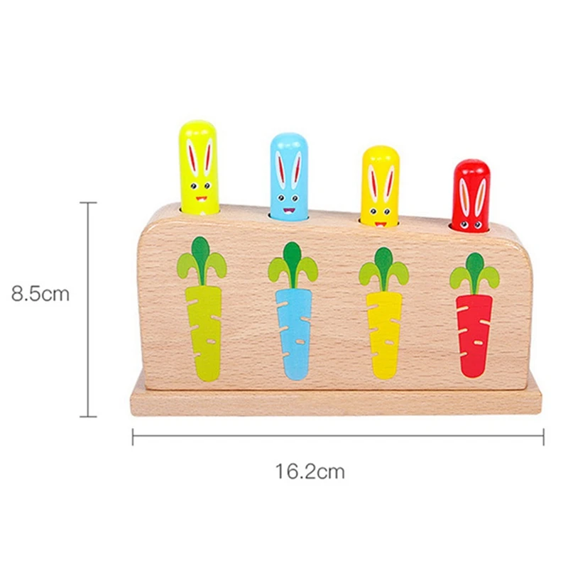 

Wooden Rabbit -Up Toy Kids Puzzle Toys Tap Bounce Stick Baby Early Educational Toy