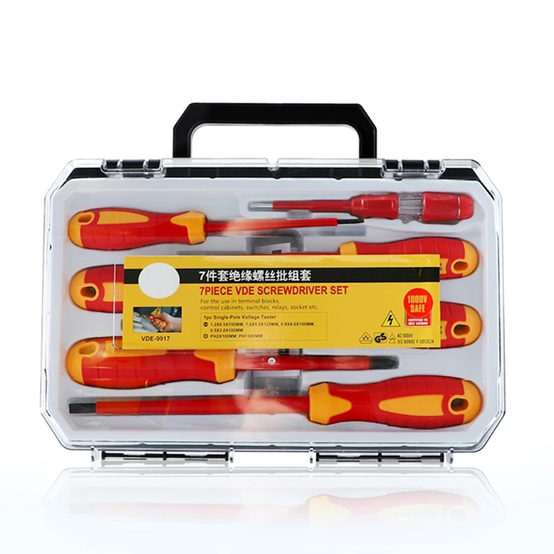 

7Pcs/Set Insulated Screwdriver Set 1000V Cross Slotted Screwdriver Y4QC
