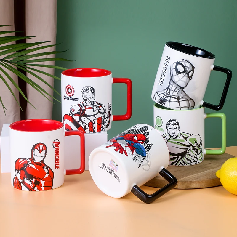 

400ML Disney Marvel Avengers Ceramic Water Cup Office Coffee Milk Breakfast Cup Iron Spider-Man Captain America Hulk Mug Gift