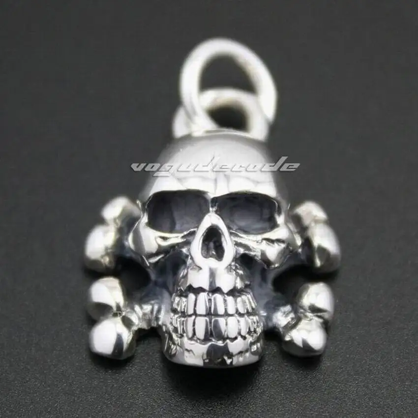 Мужская Байкерская подвеска в пиратском стиле серебряная с черепами 8C010|pendant