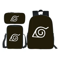 japan anime backpack uzumaki sasuke schoolbag fashion cartoons bookbag shoulder bag pencil case three piece for kids students