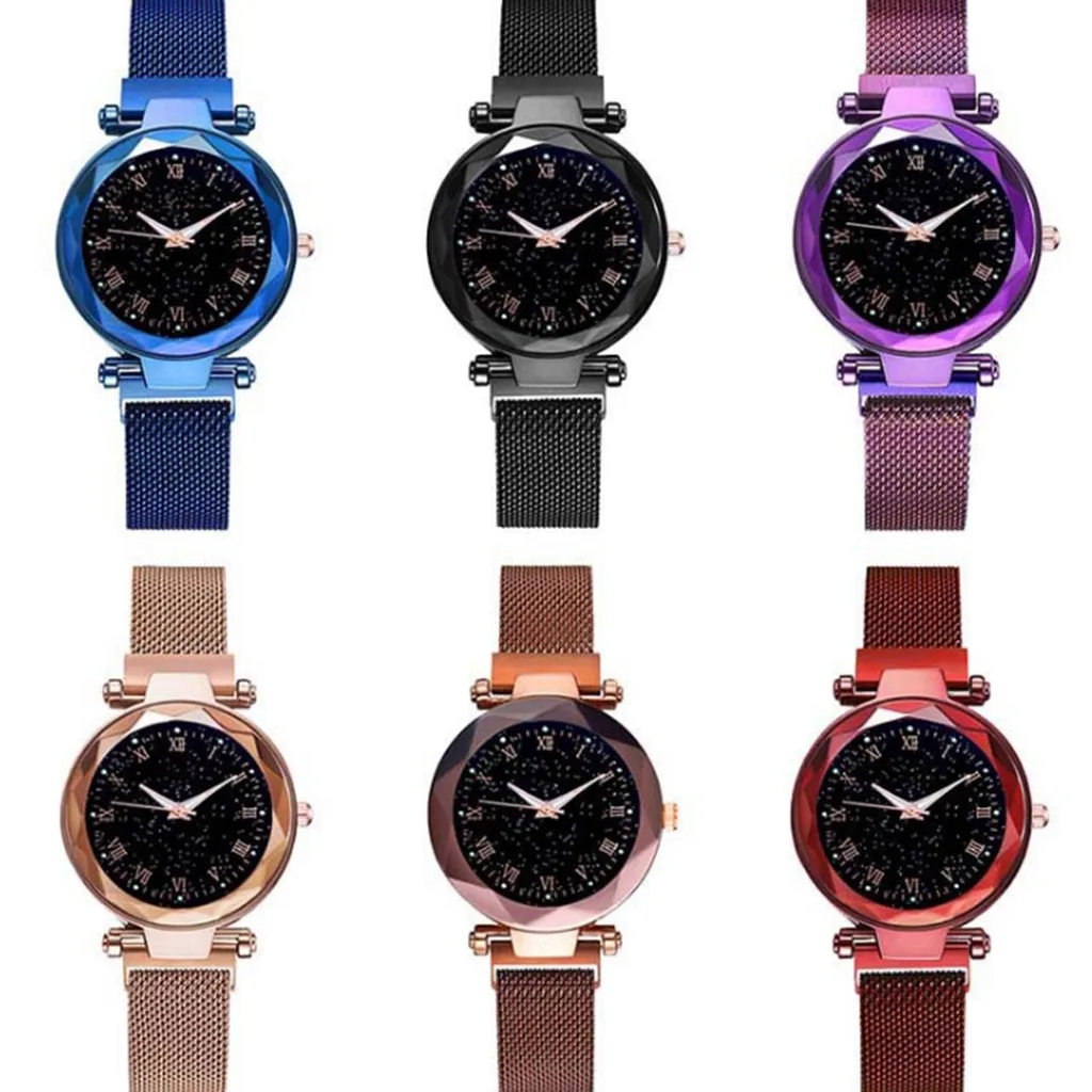 Мода reloj mujer Стразы Звездный Циферблат из нержавеющей стали с магнитной застежкой
