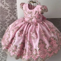 embroidery lace girls dress children clothes 4 10 years flower girl wedding ceremony clothing formal party pincess costume