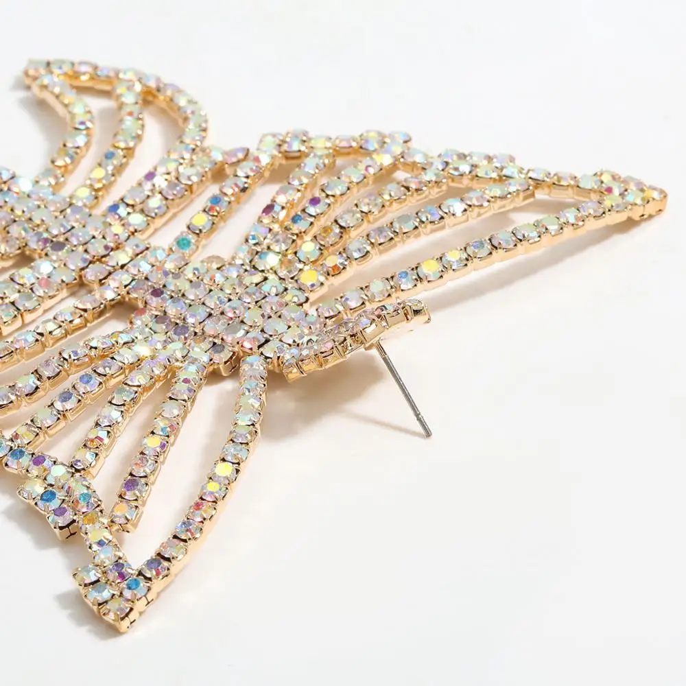 

Novelty Style Rhinesotne Butterfly Charms Dangle Earrings For Women Fashion Jewelry Maxi Trendy Statement Earrings Accessories