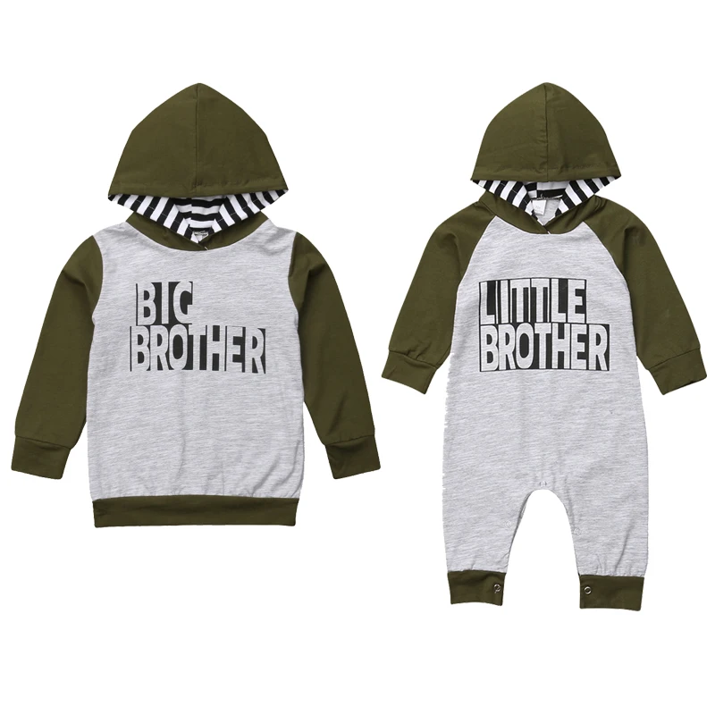 Одинаковые толстовки с капюшоном для маленьких мальчиков надписью family Brother