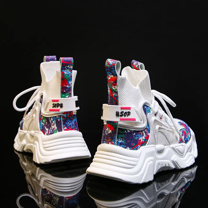 

Осенняя женская обувь, высокие ботинки-носки, спортивная обувь, женская уличная обувь на толстой подошве, женская обувь