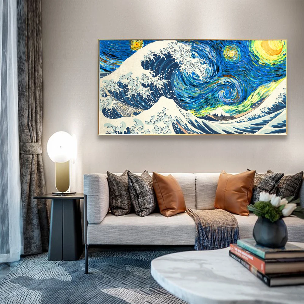 

Abstract landscape oil painting spray seaside town canvas art painting living room corridor home decoration mural