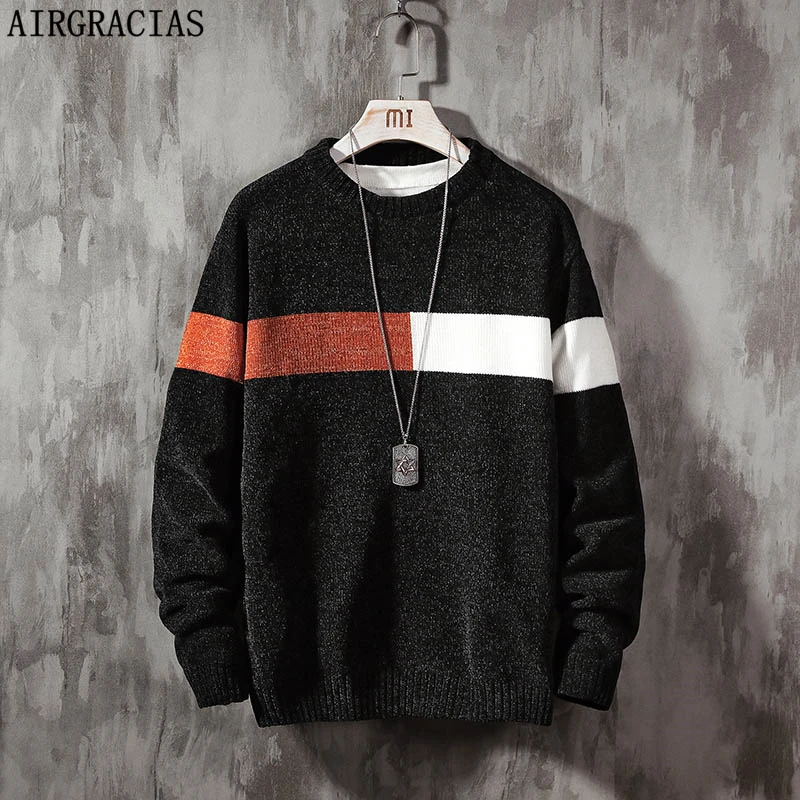 AIRGRACIAS Мужской Повседневный свитер с круглым вырезом мужской осенний пуловер