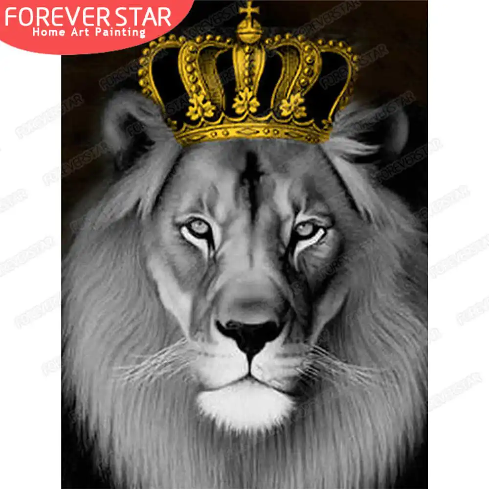 

Forevestar 5D DIY Diamond Painting Lion Full Square Diamond Mosaic Animal Cross Stitch Embroidery Rhinestones Gift