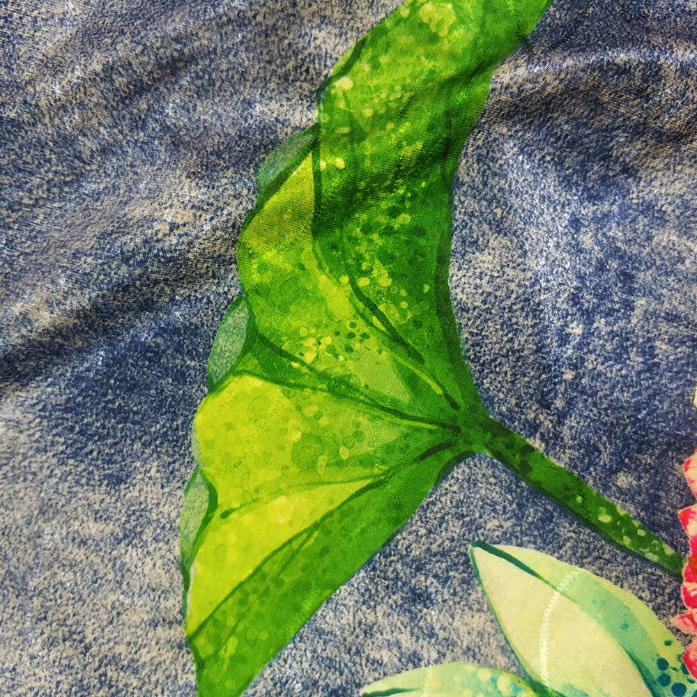 

2019 New Design Honorable African Dresses For Women Silk Quality Vase lotus Print Dashiki Blue Dress