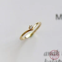hi man 925 sterling silver korean fashion v shaped single zirconium ring women luxury temperament anniversary gift jewelry