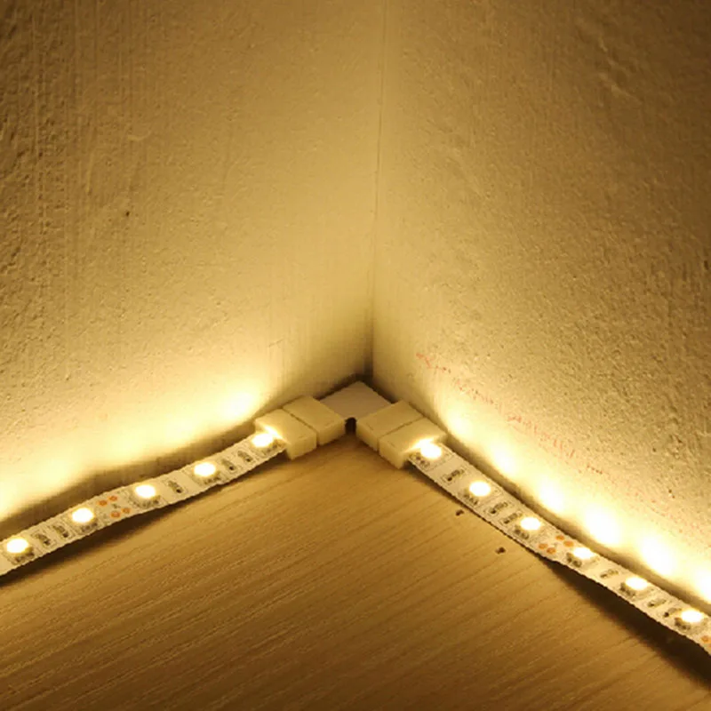 

Led 10mm 4 Pinl RGB 10m5050 2835/3528 Rgb Connector LED Strip Light Angle Corner Connecting Right Shape for Home Bar Wall Decor