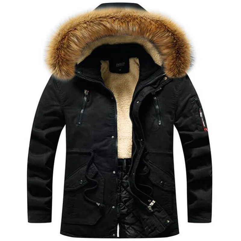 New Winter Warm Men Parkas Jackets Winter New Men Fur Collar Hooded Parka Coats Thick Male Outwear Men Overcoats X-Long Parkas