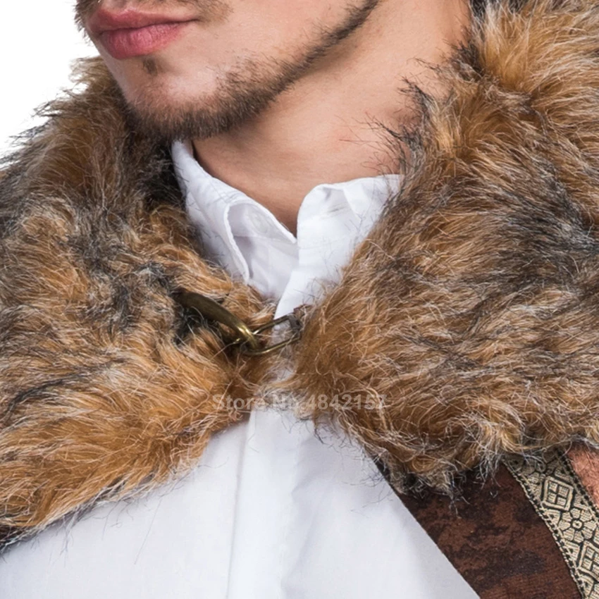 Роскошный меховой воротник на Хэллоуин средневековый косплей для мужчин
