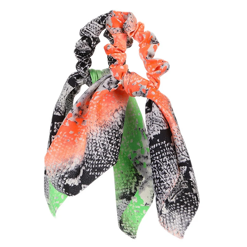 Hair Tie Scrunchie Print Ribbon Women Elastic hair ties Scarf Rope Bow Ties Bandage Female Accessories |