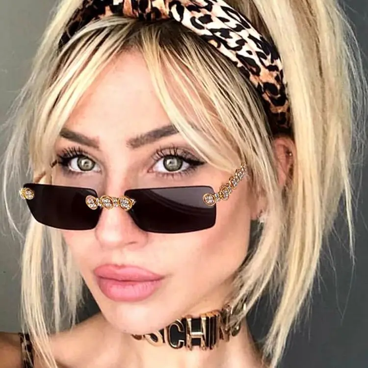 Женщины без оправы с оттелкой ввиде 2020 прямоугольник стимпанк Солнцезащитные