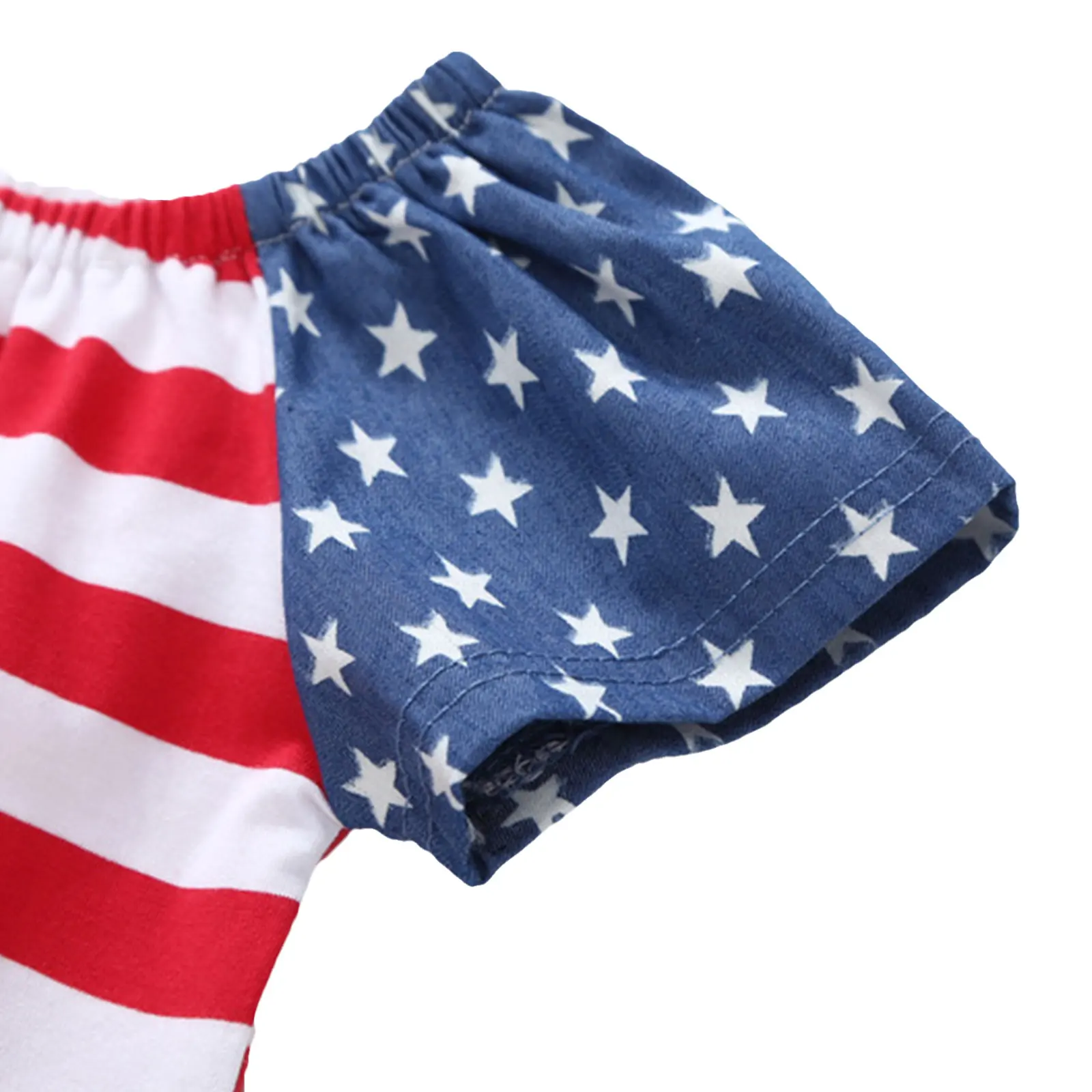 

Kid Dress for Girl 2021 with Headband, Stripe Star Print Round Neck Short Sleeve Siamese Dress + Hair Band for Summer