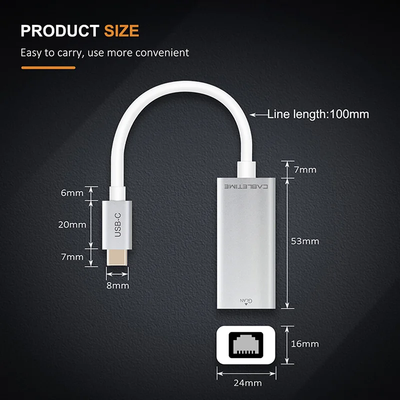 Кабель USB C Ethernet адаптер USB type C для RJ45 LanNetwork карта USB C 3,1 type c концентратор для samsung Galaxy S9/S8/Note9 Mac C045