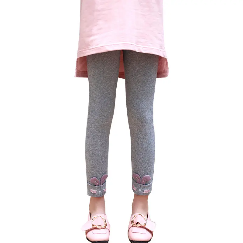 Леггинсы для девочек с мультяшными кроличьими ушками теплые хлопковые леггинсы