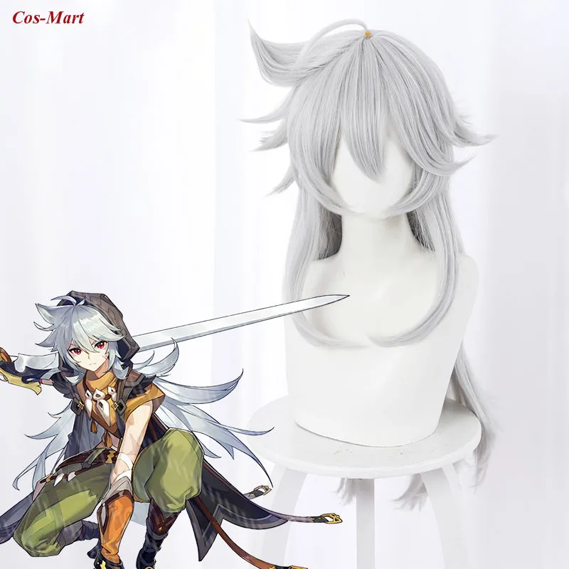 

Высококачественная Бритва для париков Game Genshin Impact, серебристо-серая длинная бритва с отвернутыми волосами, аксессуары для ролевых игр унисе...