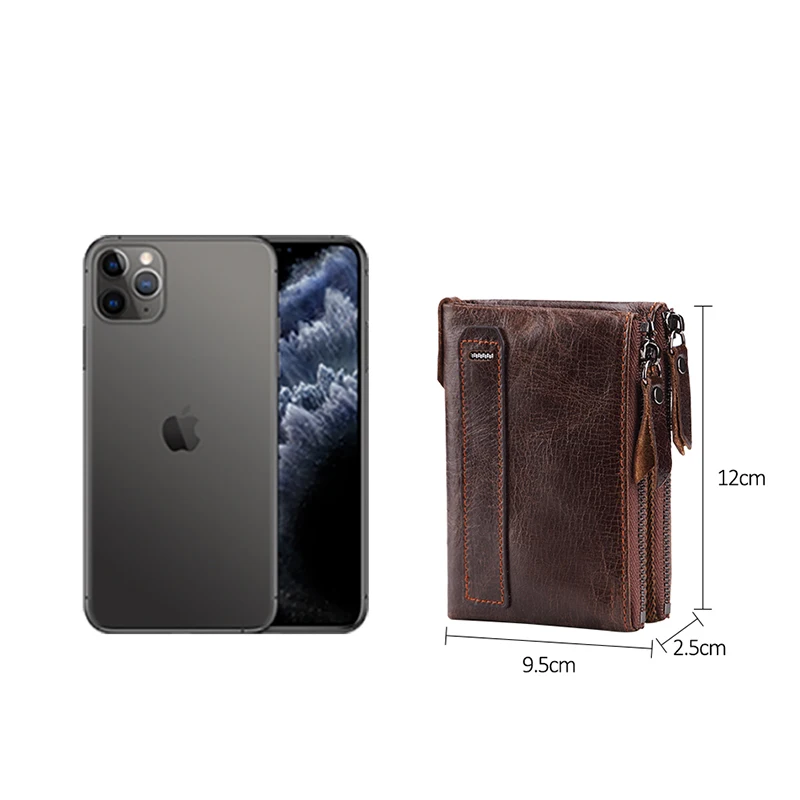 Кошелек DIENQI мужской из натуральной кожи винтажный бумажник тройного сложения