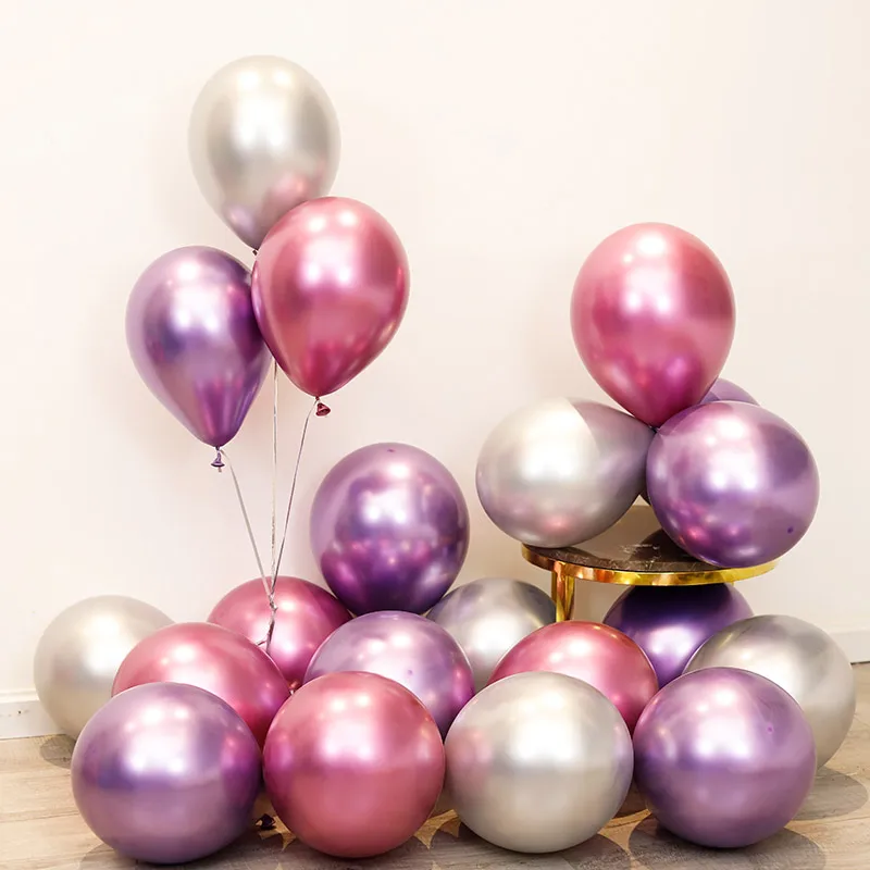 silver purple pink 30/50/100 шт Металлические жемчужные латексные шары для свадьбы, дня рождения настольная лампа для украшения детского душа для мальчиков и девочек, украшения для девичника расходные материалы - Цвет: silver purple pink