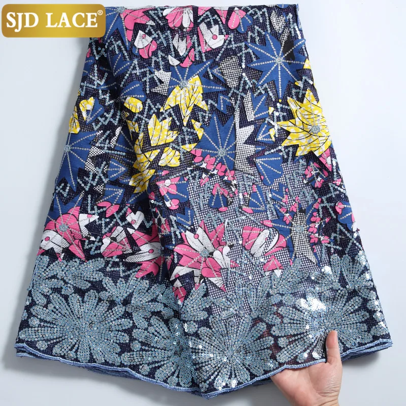 

SJD LACE French Mesh Lace Fabric Sewing Wax Laces And Sequins African Net Lace Fabric High Quality Embroidery For Wedding A2277