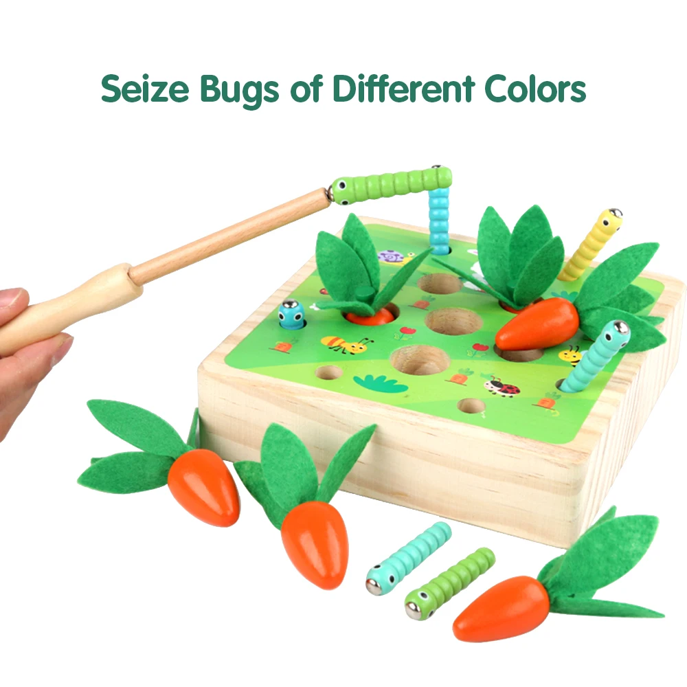Редис баг игра деревянный магнитный Урожай моркови и гусеничный поймать