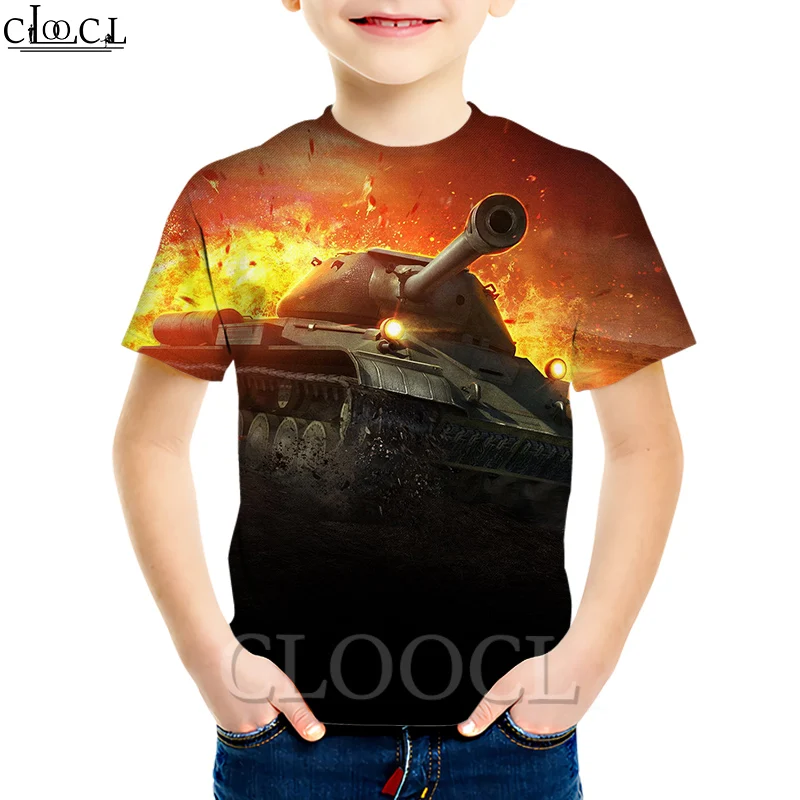 Популярная детская футболка CLOOCL с принтом World Of Tanks для мальчиков и девочек 3D