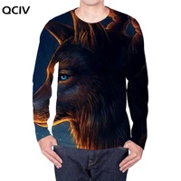 qciv brand wolf long sleeve t shirt men animal hip hop galaxy punk rock casual 3d printed tshirt mens clothing summer big size