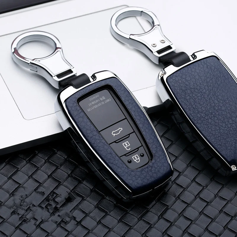 

Durable Zinc alloy+Genuine Leather car key Protection case cover For Toyota Camry Corolla C-HR CHR Prado 2018 car styling holder