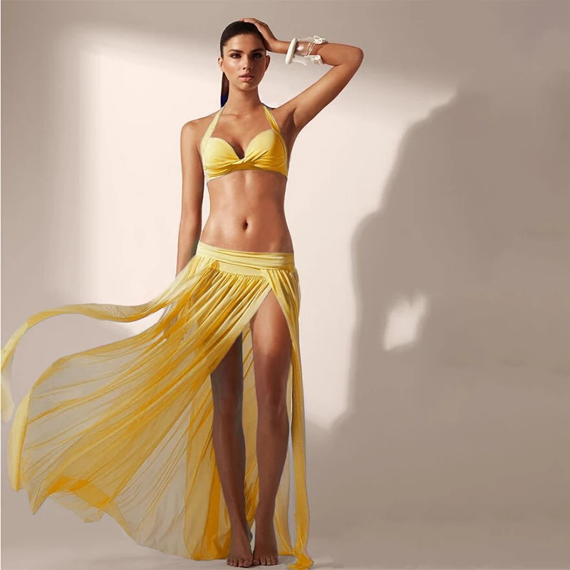 Новинка летняя сексуальная женская Пляжная накидка шифоновая длинная юбка в