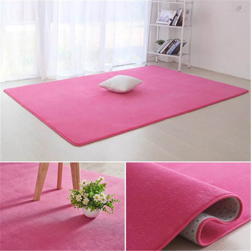 

2021 new children crawling mat thick coral fleece carpet fluff rug living room coffee table bedroom bedside blanket baby cushion