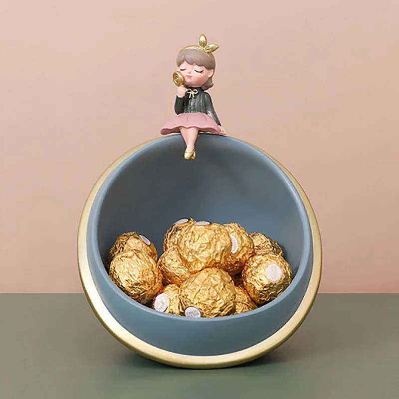 

INS Blowing Bubble Girl Porch Doorway Household Table Top Adornment Lovely Girl Key Receives Box To Place Articles