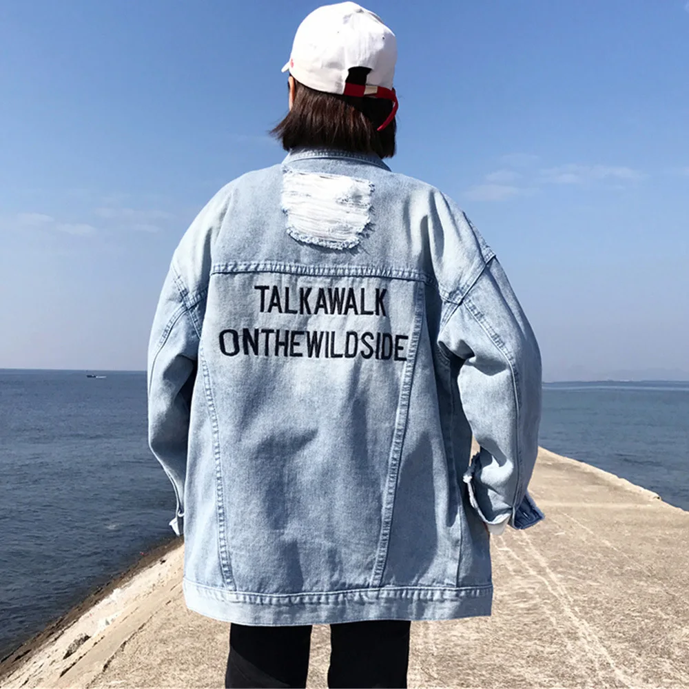 Женская джинсовая куртка ZQLZ винтажная Повседневная однобортная с вышитыми